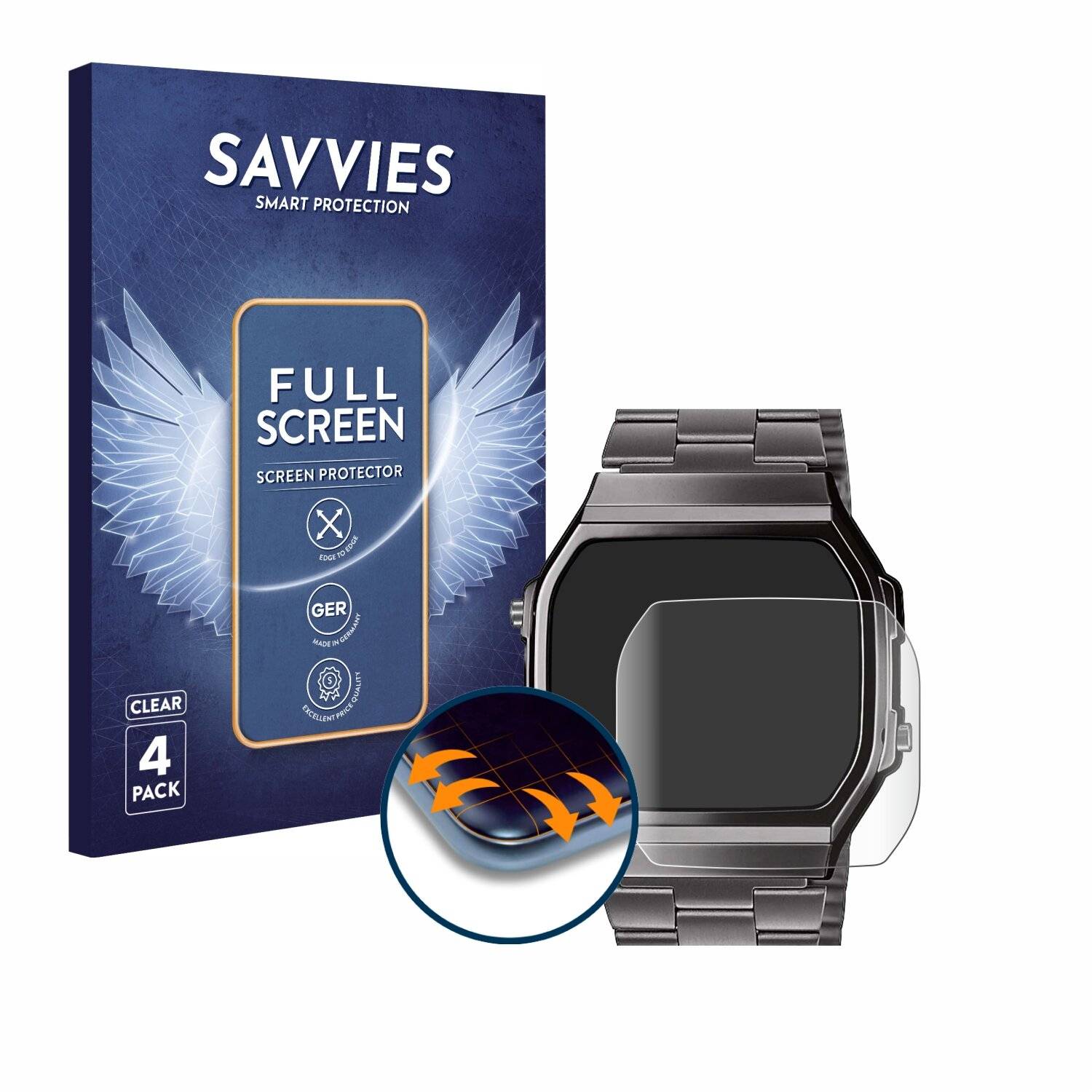 4x Savvies Full-Screen Folie für Casio