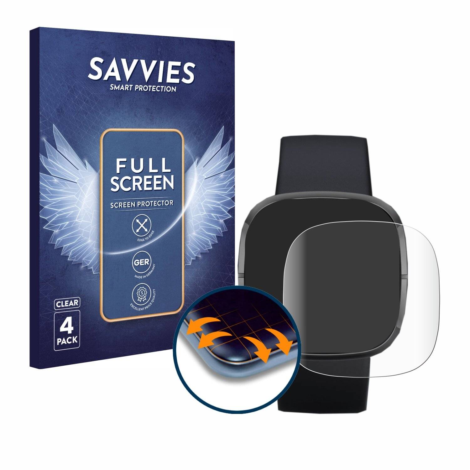 4x Savvies Full-Screen Folie für Fitbit