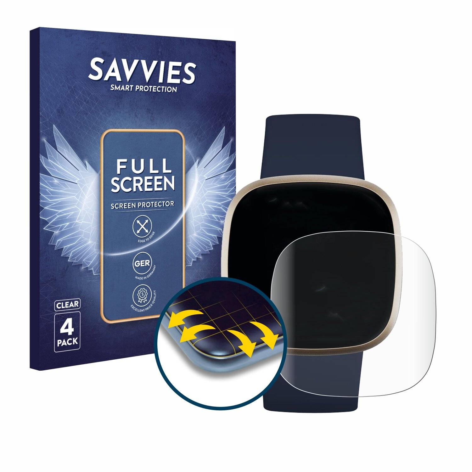 4x Savvies Full-Screen Folie für Fitbit Versa