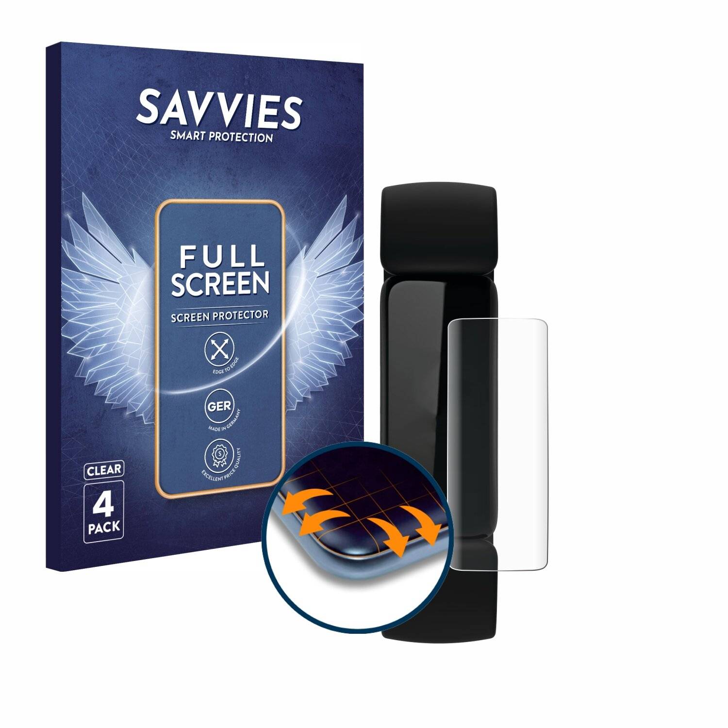 4x Savvies Full-Screen Folie für Fitbit Inspire