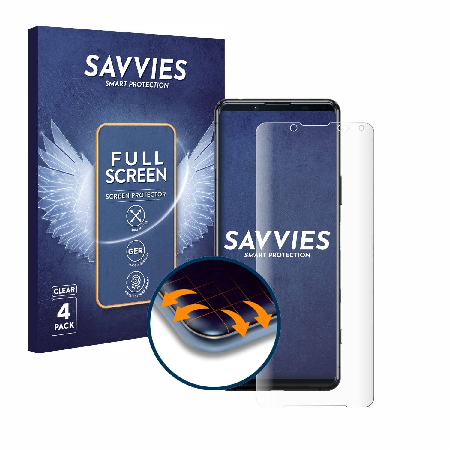 4x Savvies Full-Screen Folie für Sony Xperia 5