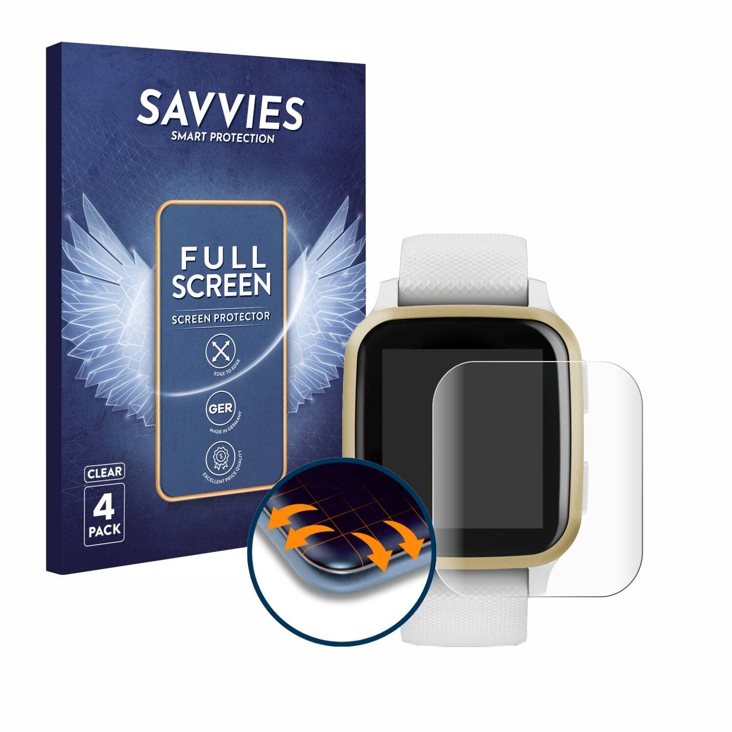 4x Savvies Full-Screen Folie für Garmin Venu