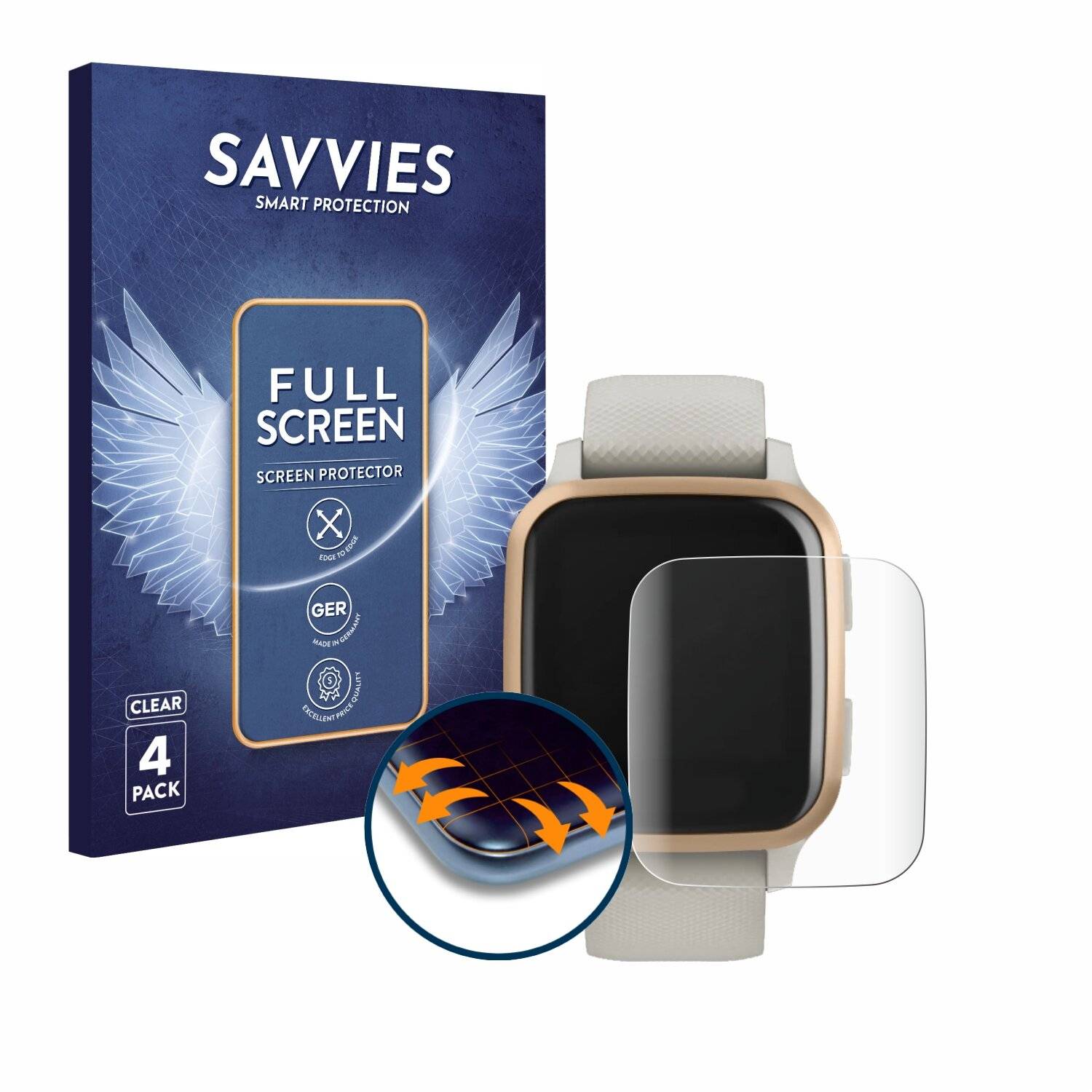 4x Savvies Full-Screen Folie für Garmin Venu Sq