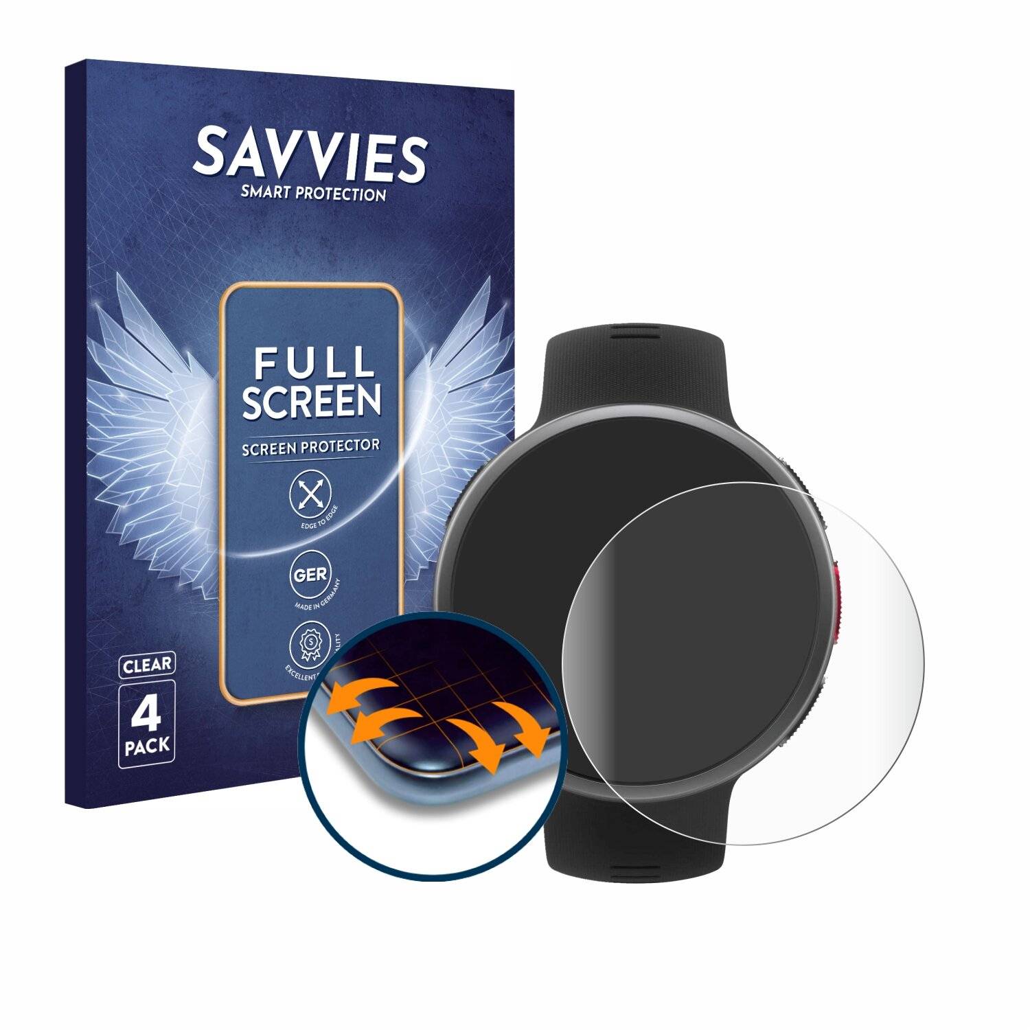 4x Savvies Full-Screen Folie für Polar Vantage