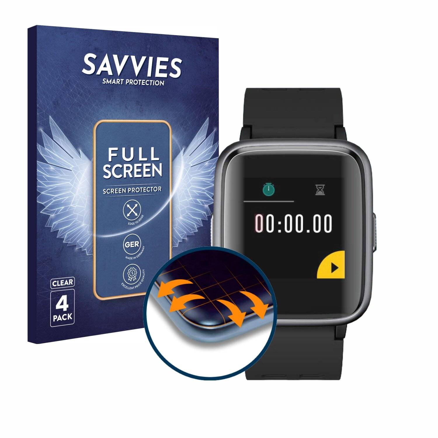 4x Savvies Full-Screen Folie für Yamay SW023