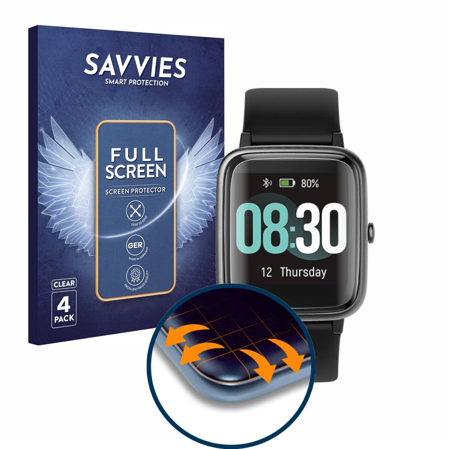 4x Savvies Full-Screen Folie für D-Parts Fontastic FontaFit Tila (4x