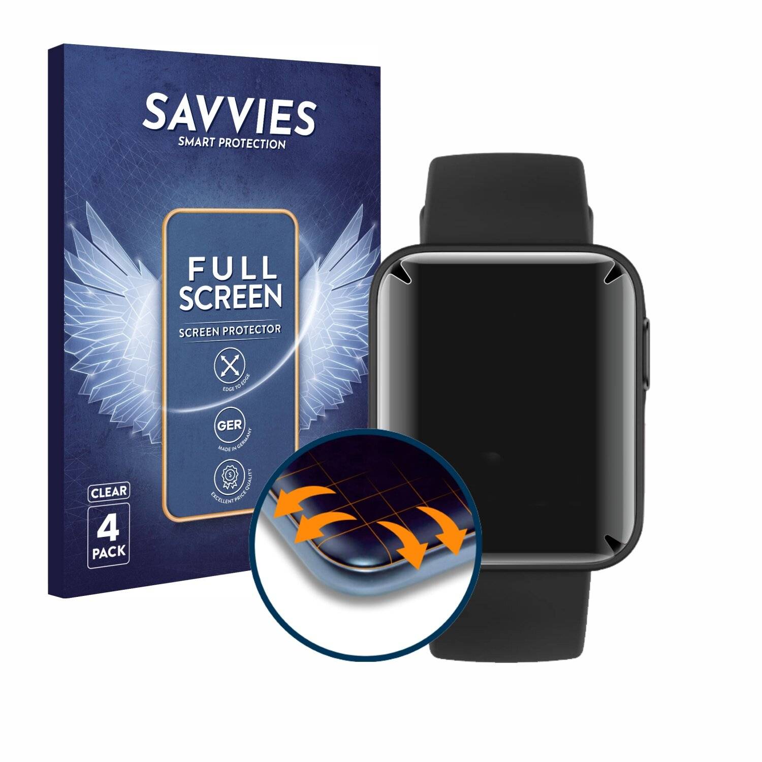 4x Savvies Full-Screen Folie für Xiaomi Mi Watch