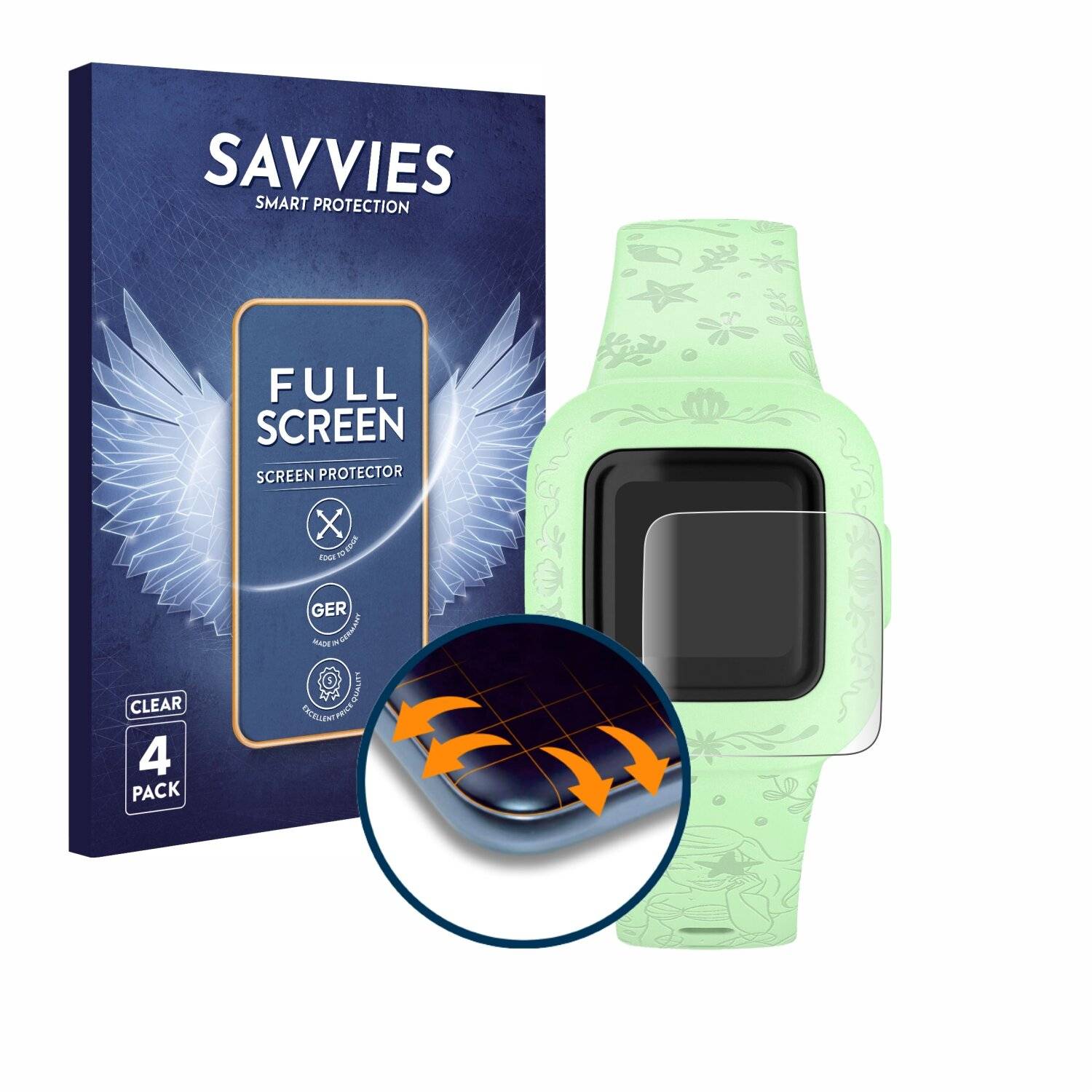 4x Savvies Full-Screen Folie für Garmin Vivofit jr.
