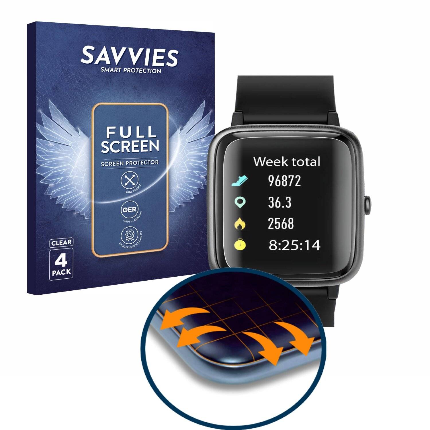 4x Savvies Full-Screen Folie für Fitfort ID205L (4x