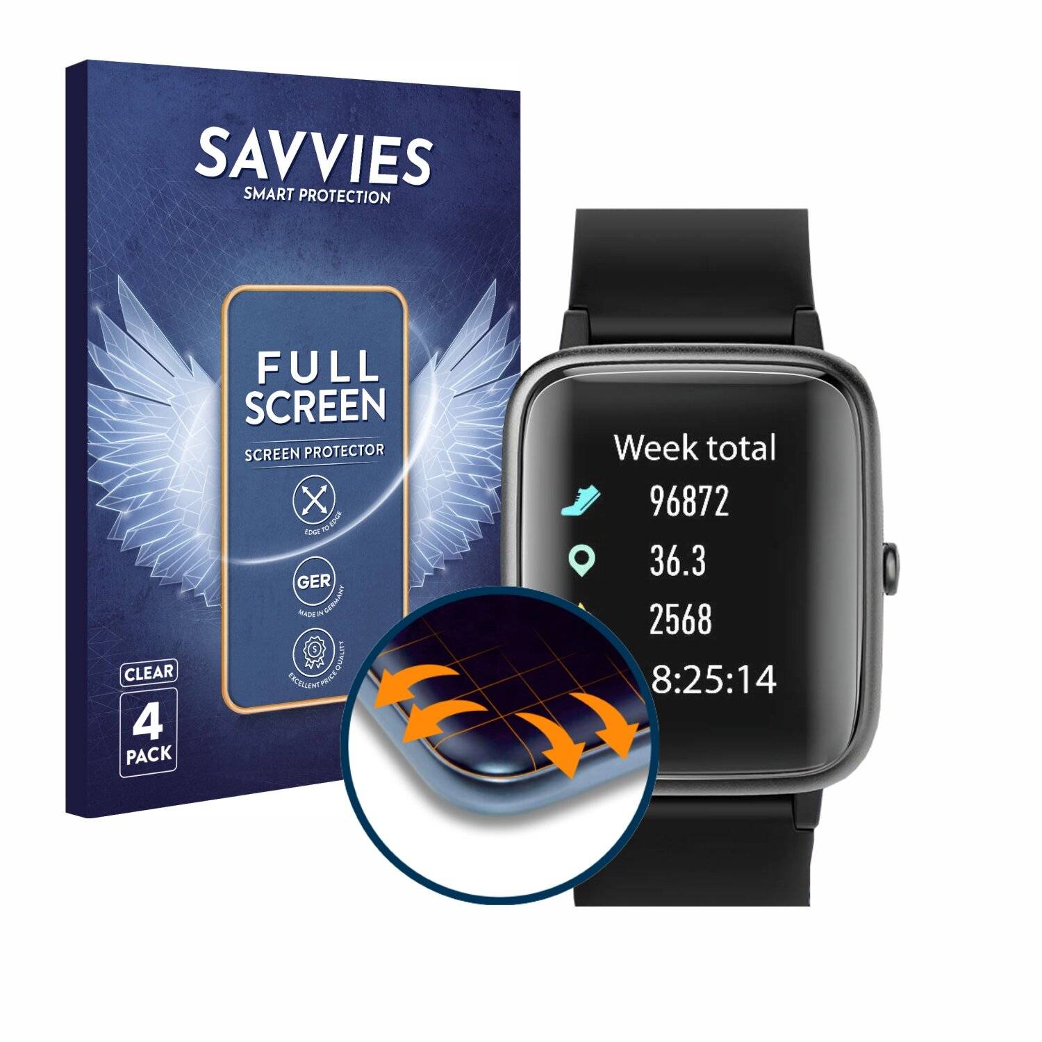 4x Savvies Full-Screen Folie für Vigorun 025L (4x