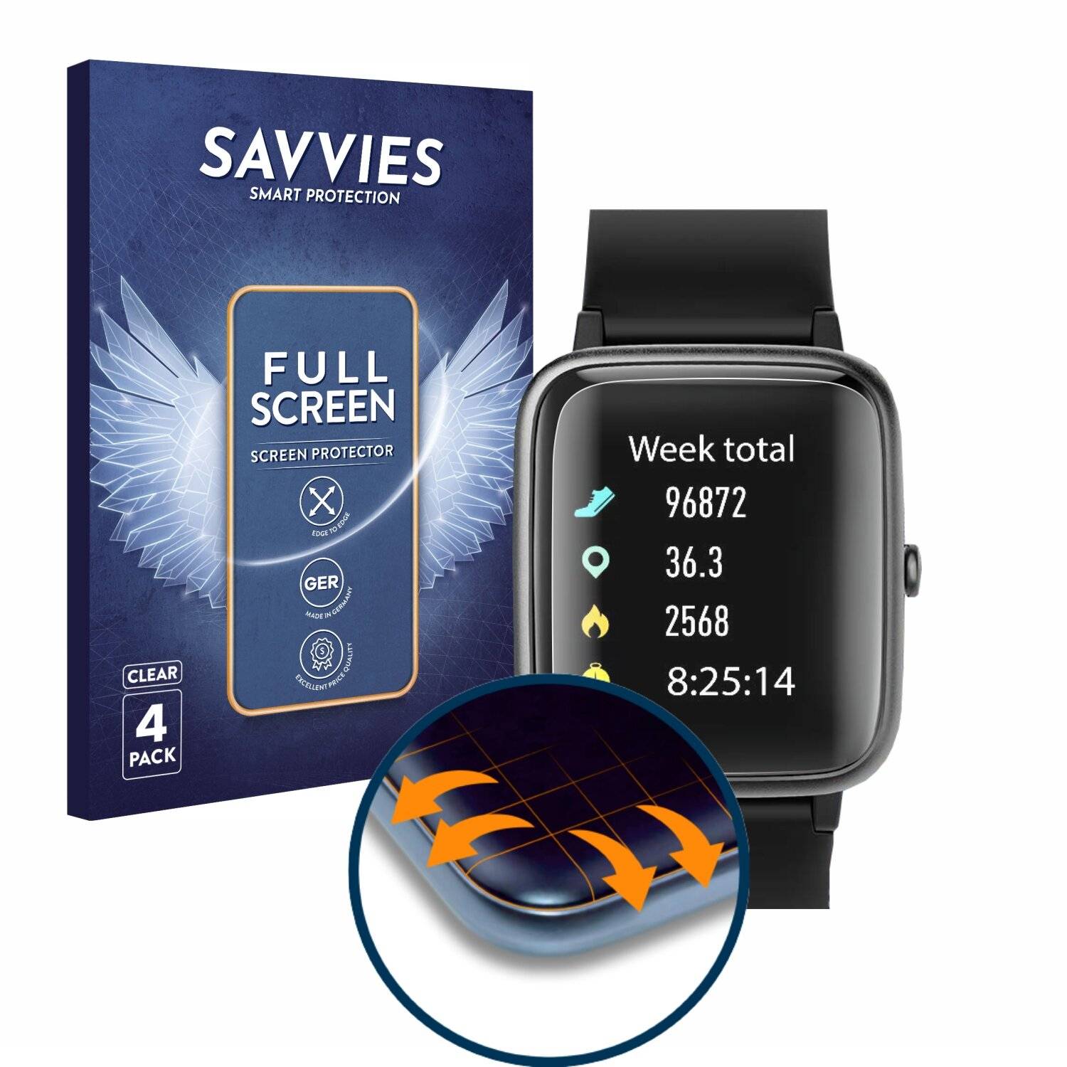 4x Savvies Full-Screen Folie für Fkant 205G (4x