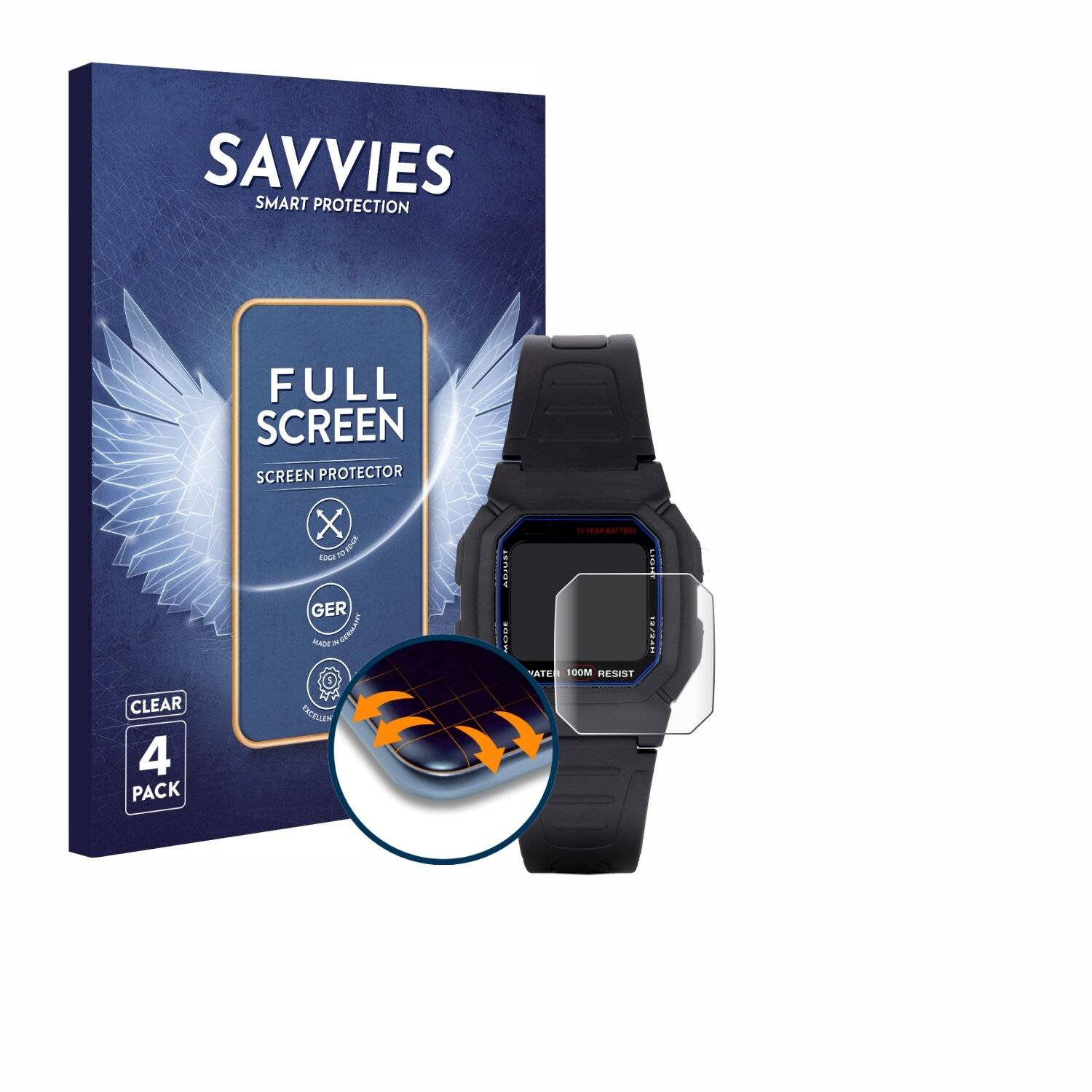 4x Savvies Full-Screen Folie für Casio