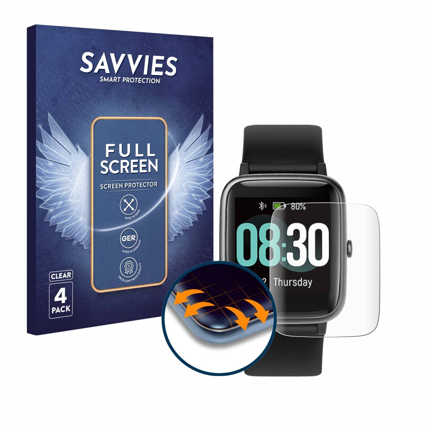4x Savvies Full-Screen Folie für Rundoing