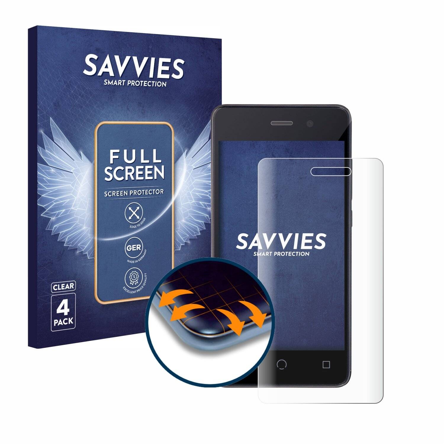 4x Savvies Full-Screen Folie für Omnipod