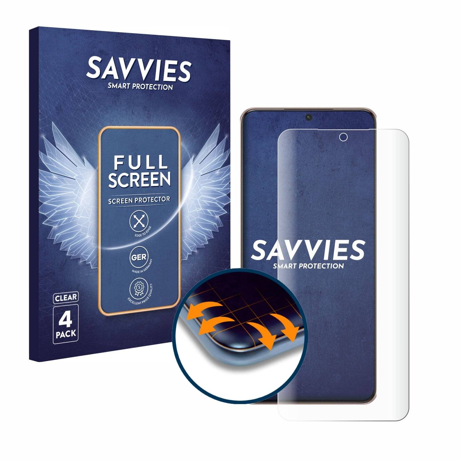 4x Savvies Full-Screen Folie für Samsung Galaxy S21 Plus
