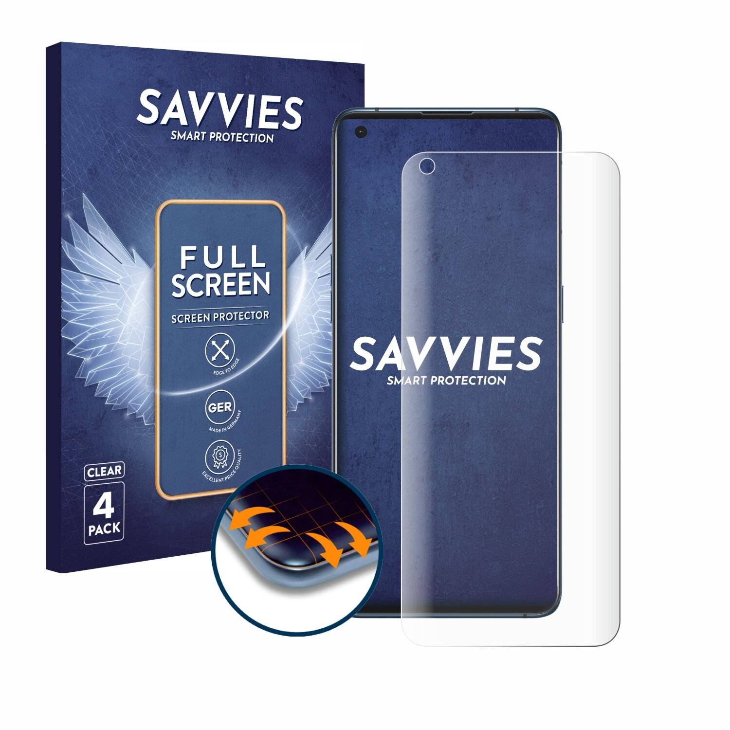 4x Savvies Full-Screen Folie für Oppo Find X3