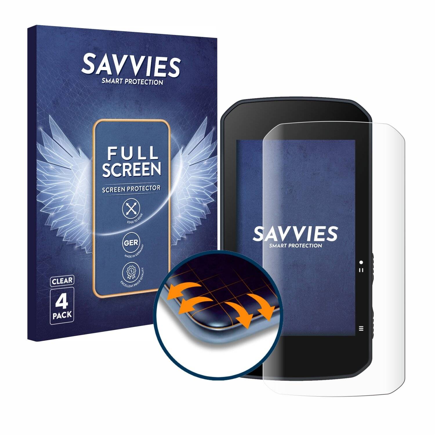 4x Savvies Full-Screen Folie für Bryton Rider