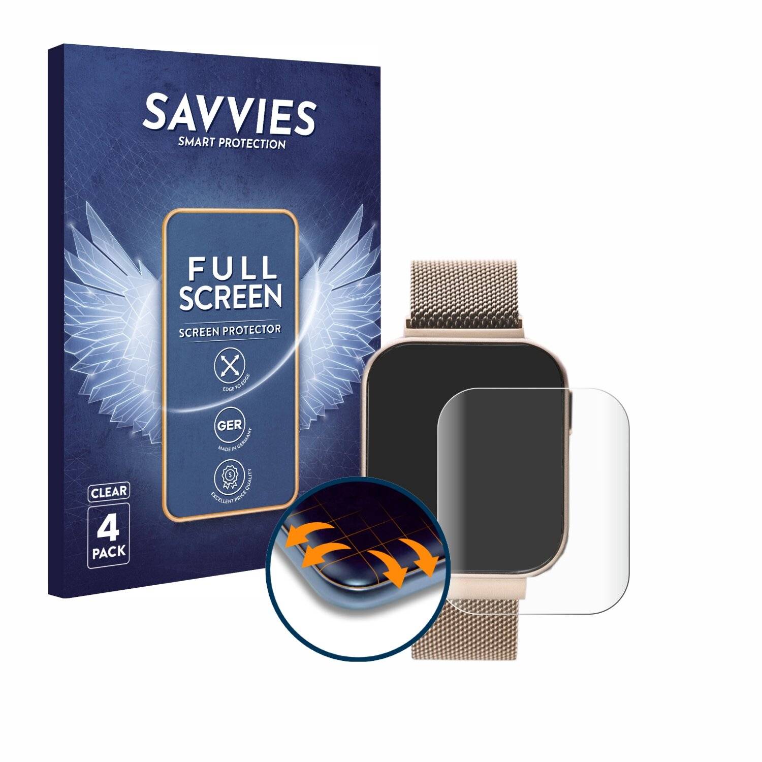 4x Savvies Full-Screen Folie für Liu Jo Smartwatch