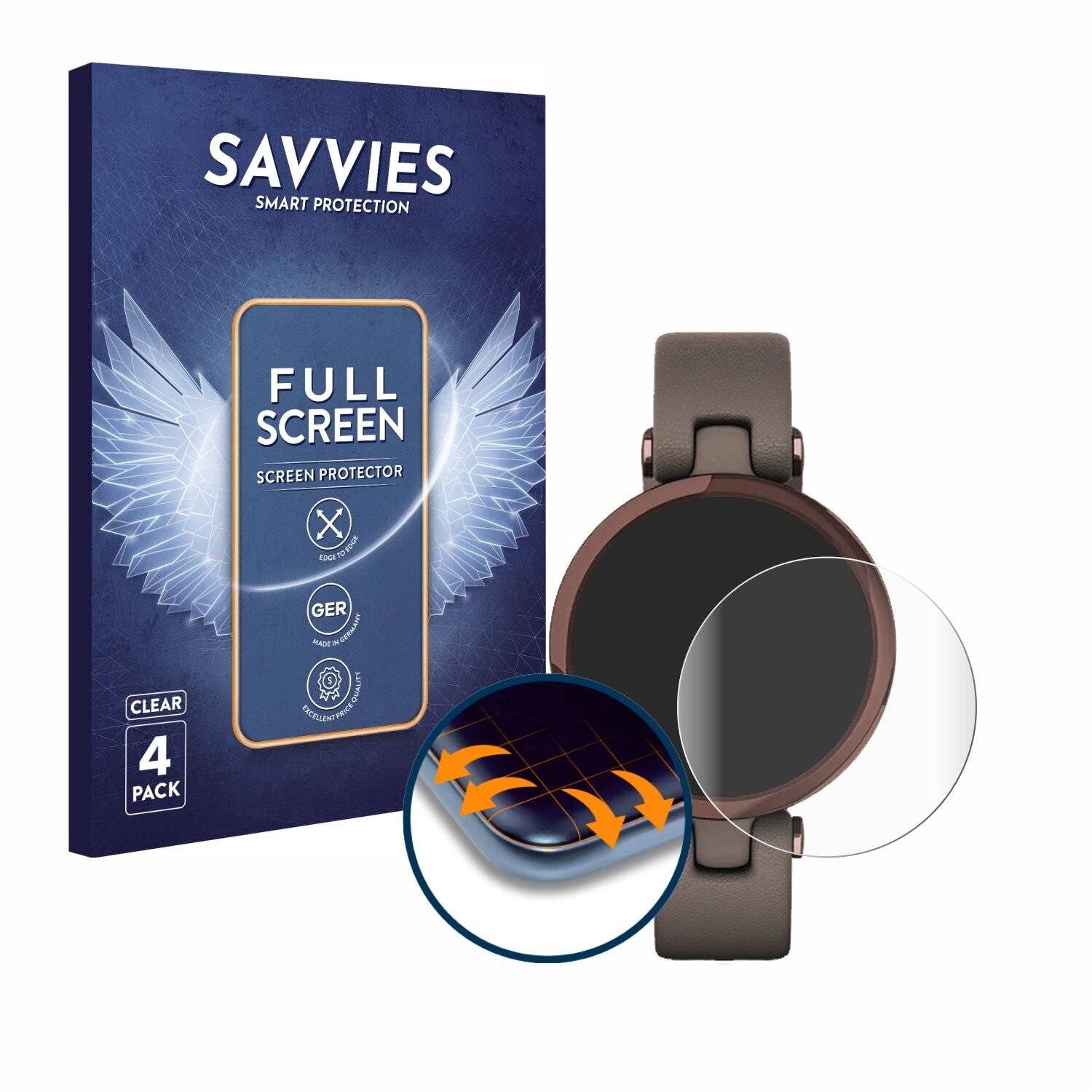 4x Savvies Full-Screen Folie für Garmin