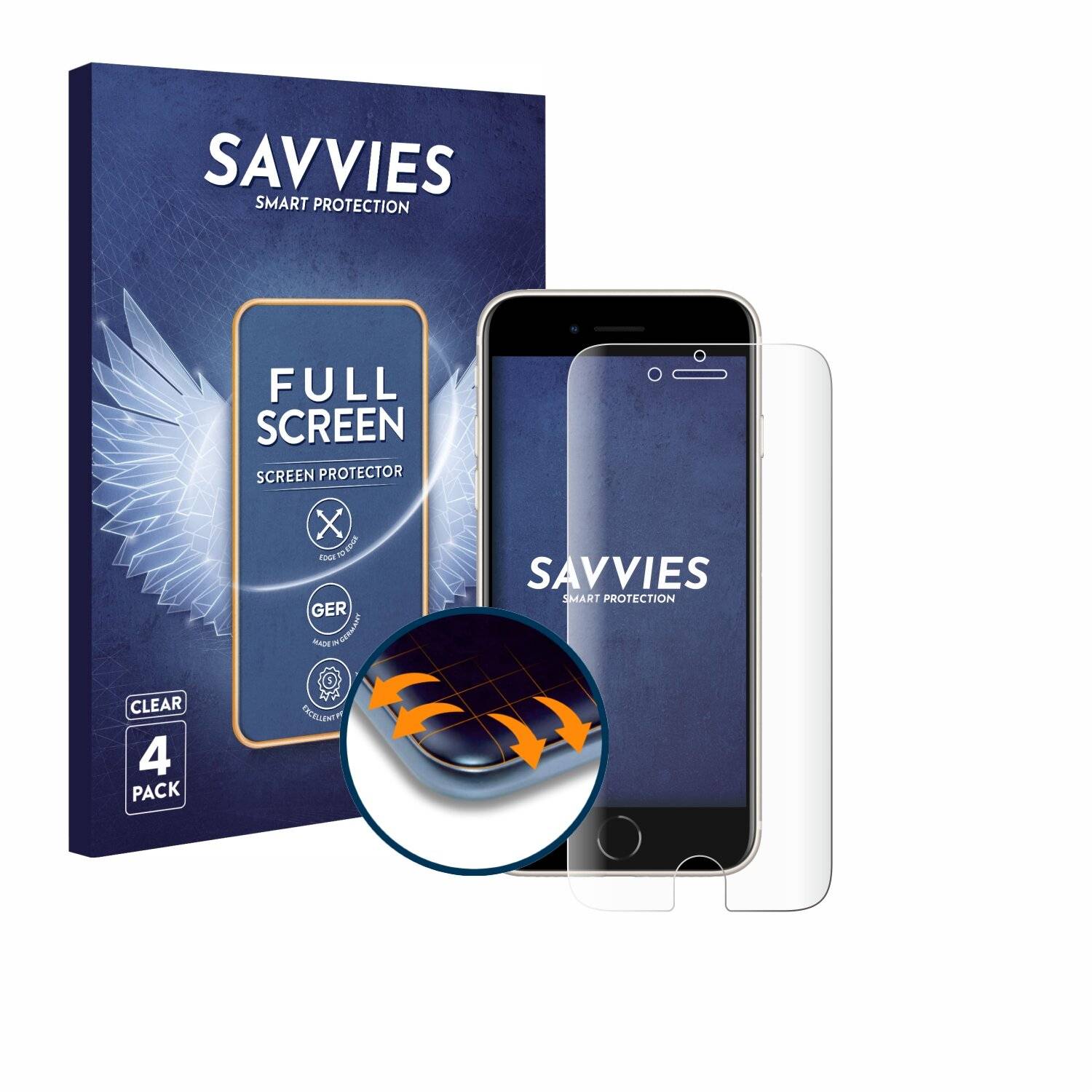 4x Savvies Full-Screen Folie für Apple iPhone SE 3