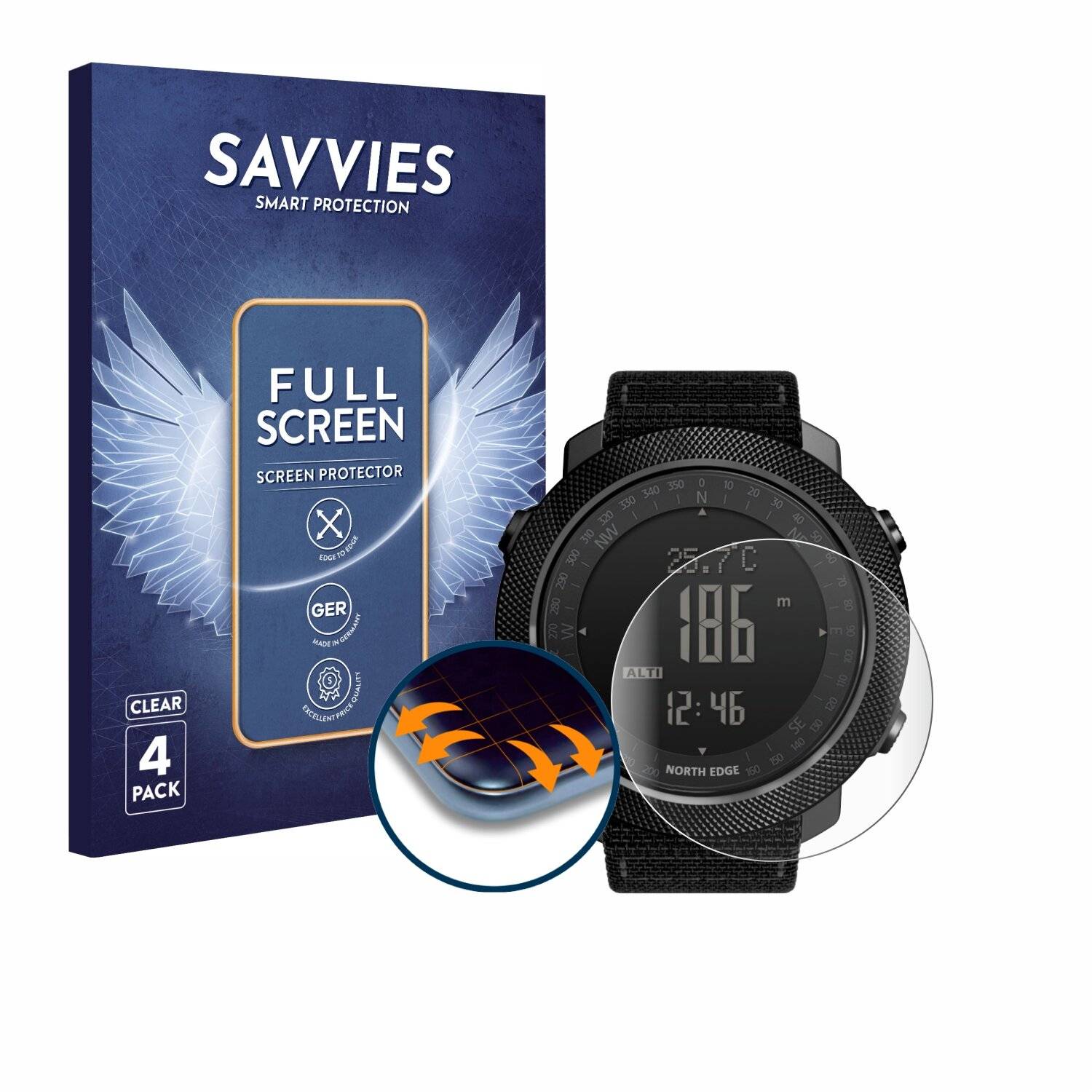 4x Savvies Full-Screen Folie für North Edge Apache