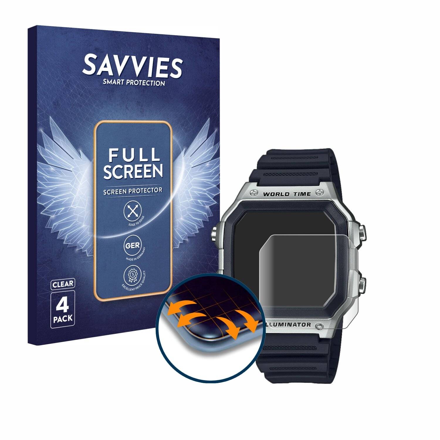 4x Savvies Full-Screen Folie für Casio