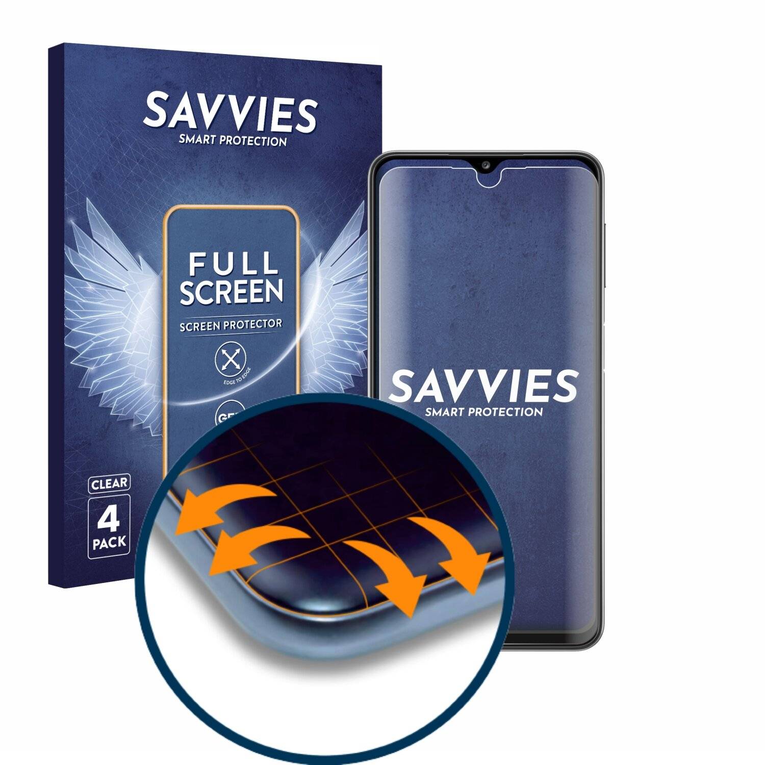 4x Savvies Full-Screen Folie für Samsung Galaxy