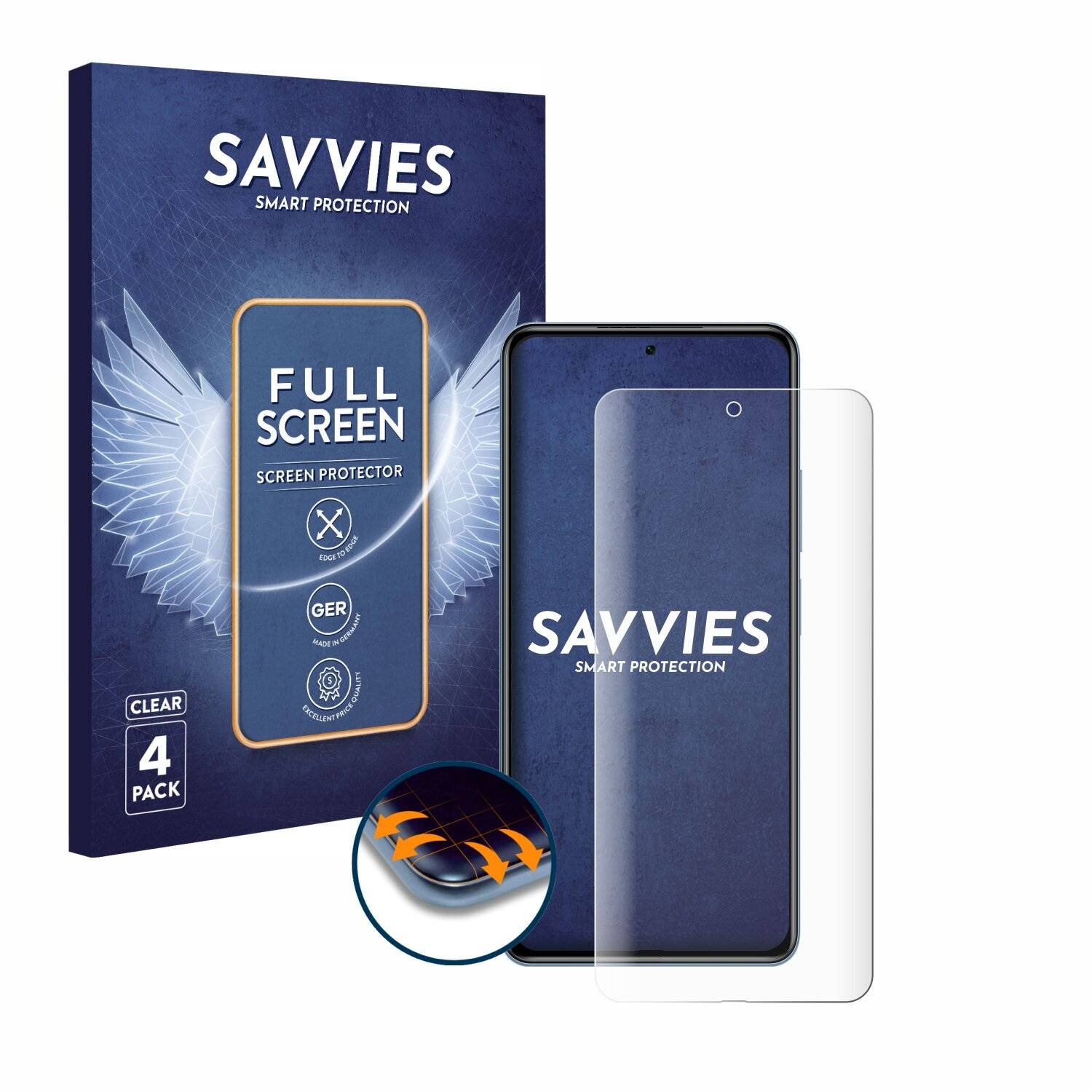 4x Savvies Full-Screen Folie für Xiaomi Poco