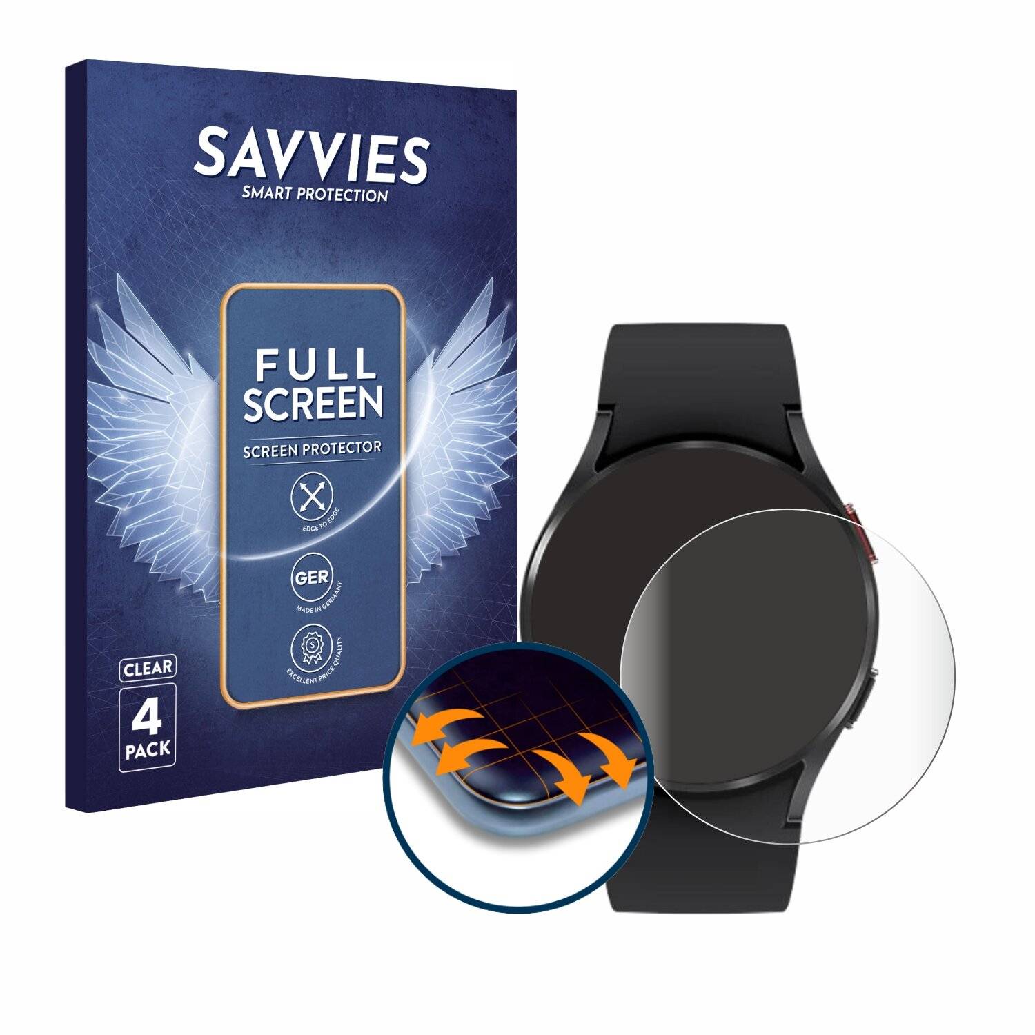 4x Savvies Full-Screen Folie für Samsung Galaxy Watch 4