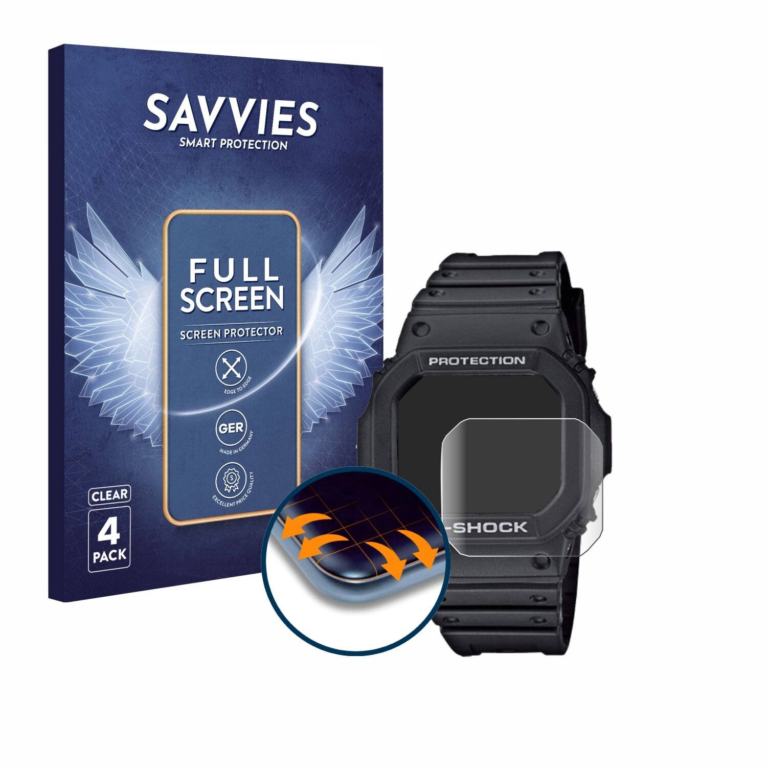 4x Savvies Full-Screen Folie für Casio G-Shock