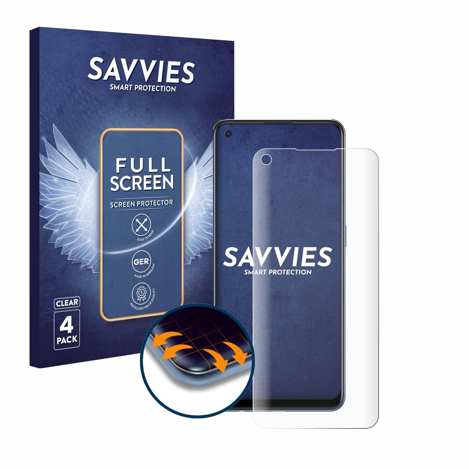 4x Savvies Full-Screen Folie für Oppo