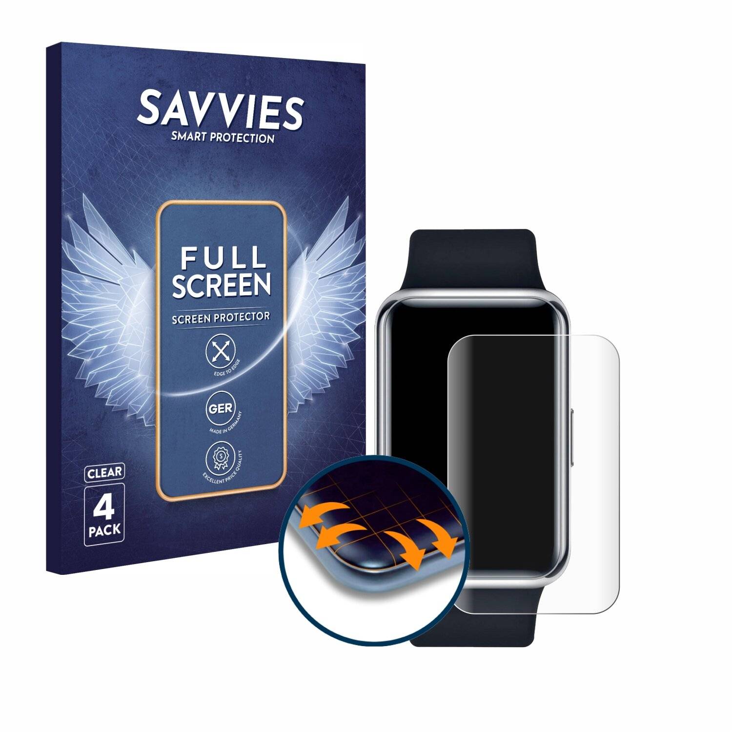 4x Savvies Full-Screen Folie für Huawei Watch Fit
