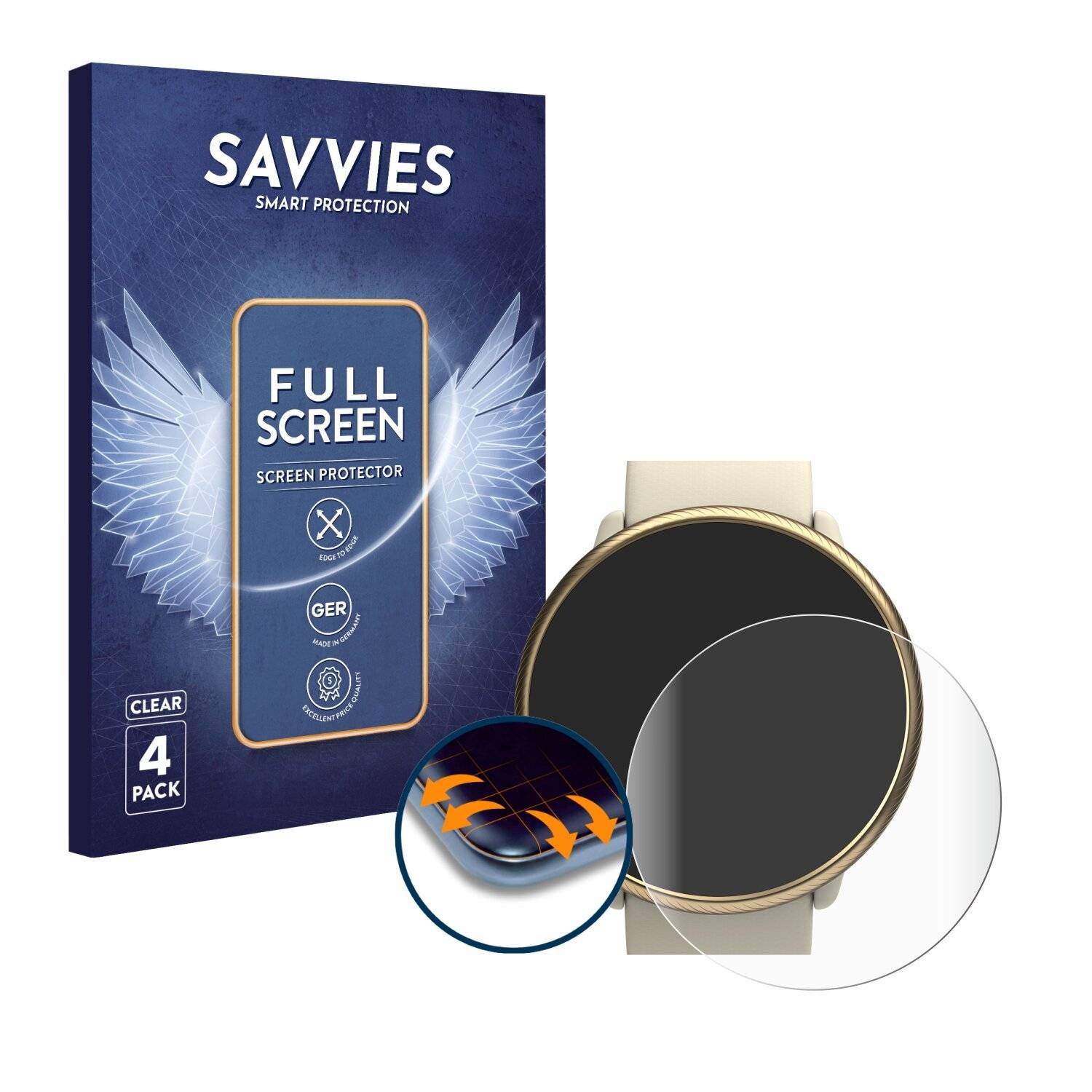 4x Savvies Full-Screen Folie für Polar Ignite