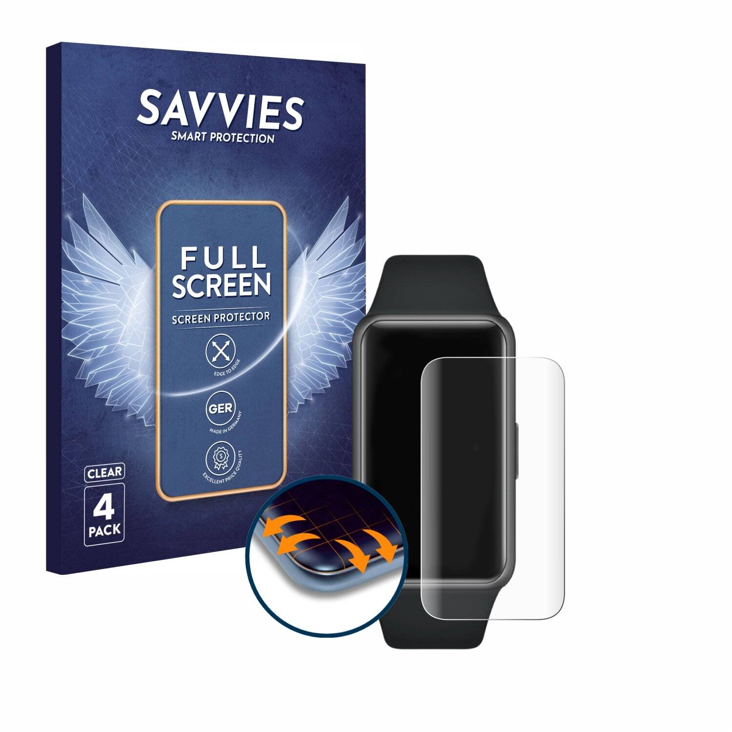 4x Savvies Full-Screen Folie für Huawei Band