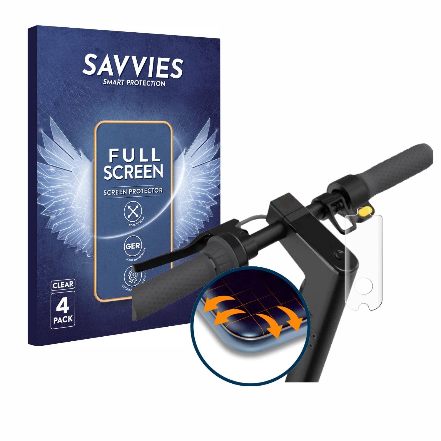 4x Savvies Full-Screen Folie für Segway Ninebot KickScooter MAX