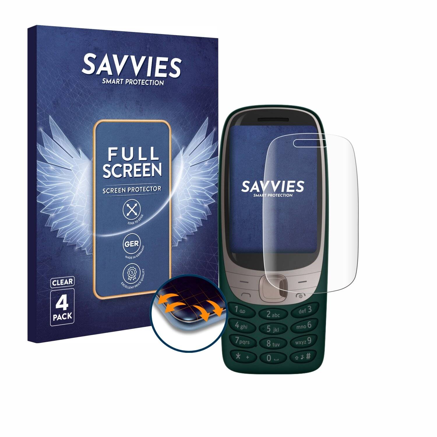4x Savvies Full-Screen Folie für Nokia 6310