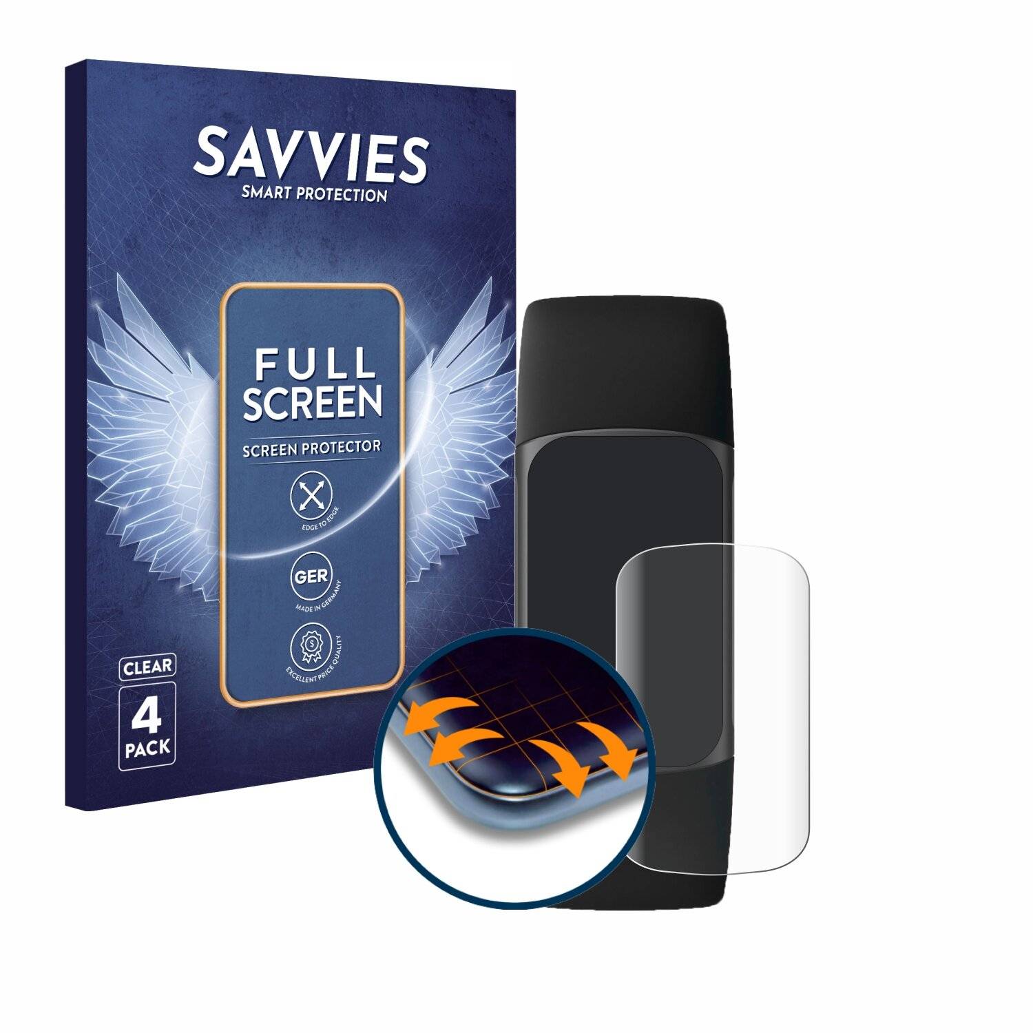 4x Savvies Full-Screen Folie für Fitbit Charge