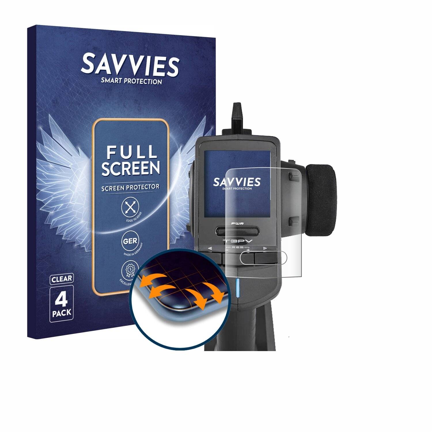 4x Savvies Full-Screen Folie für Futaba