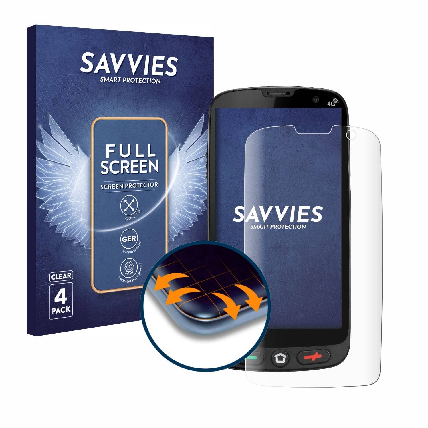 4x Savvies Full-Screen Folie für Brondi Amico