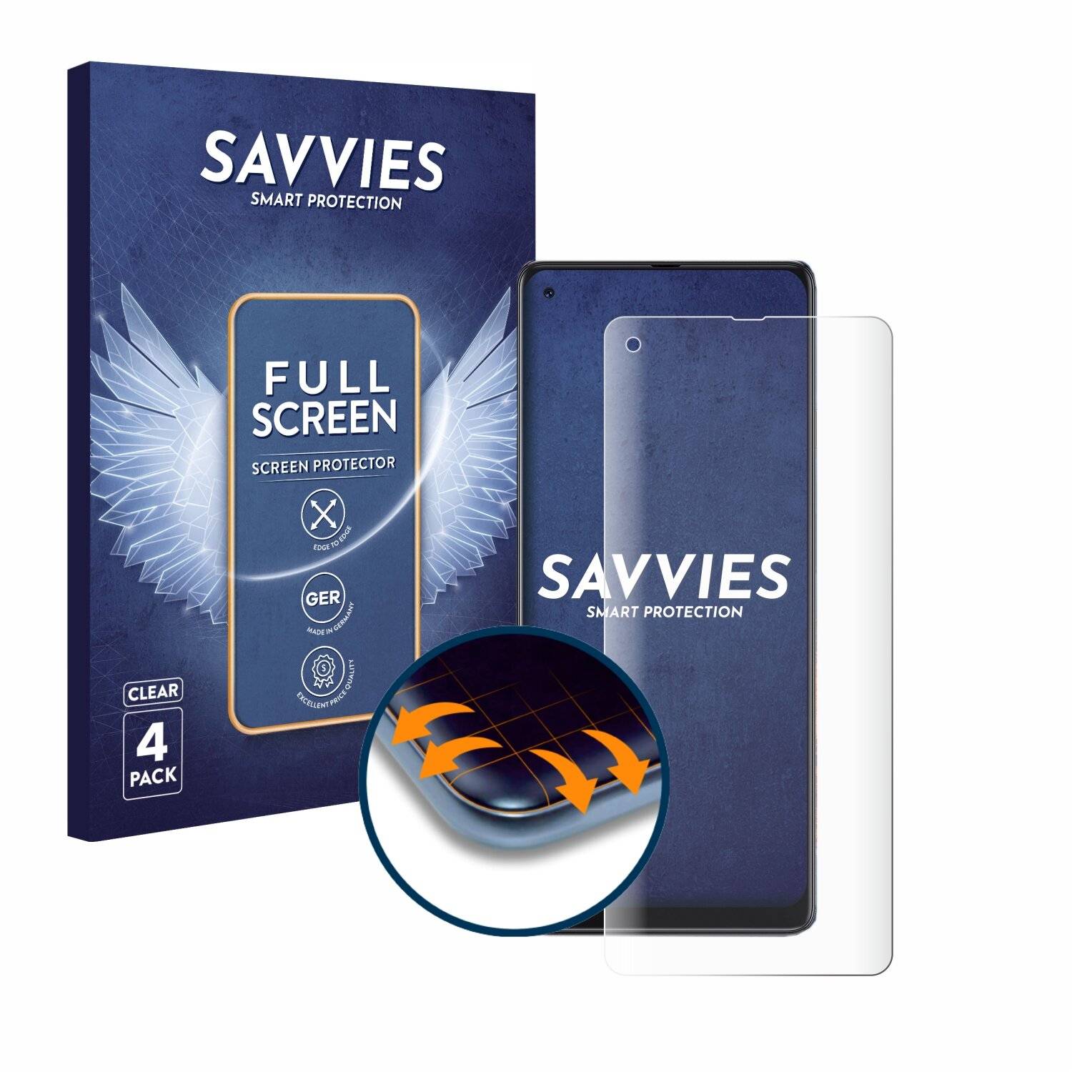 4x Savvies Full-Screen Folie für Cubot Max