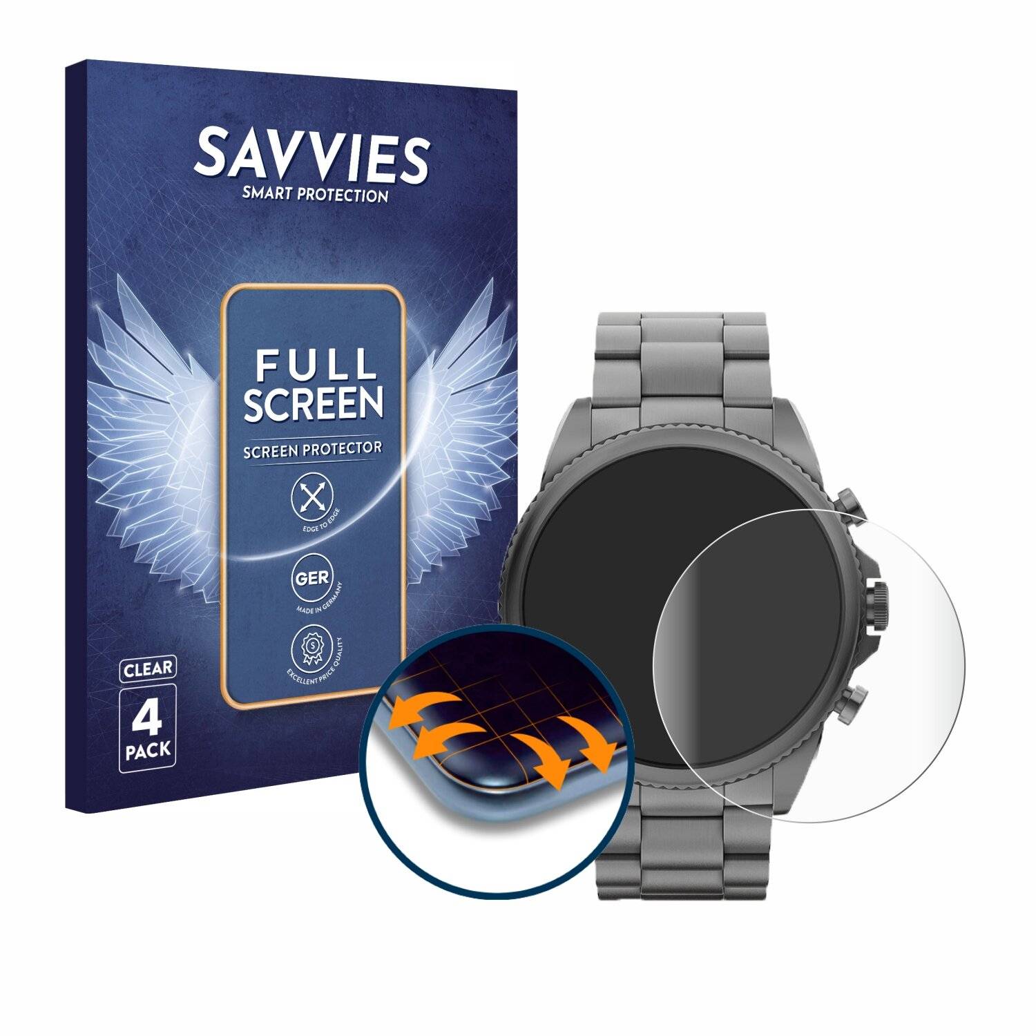 4x Savvies Full-Screen Folie für Fossil Gen 6