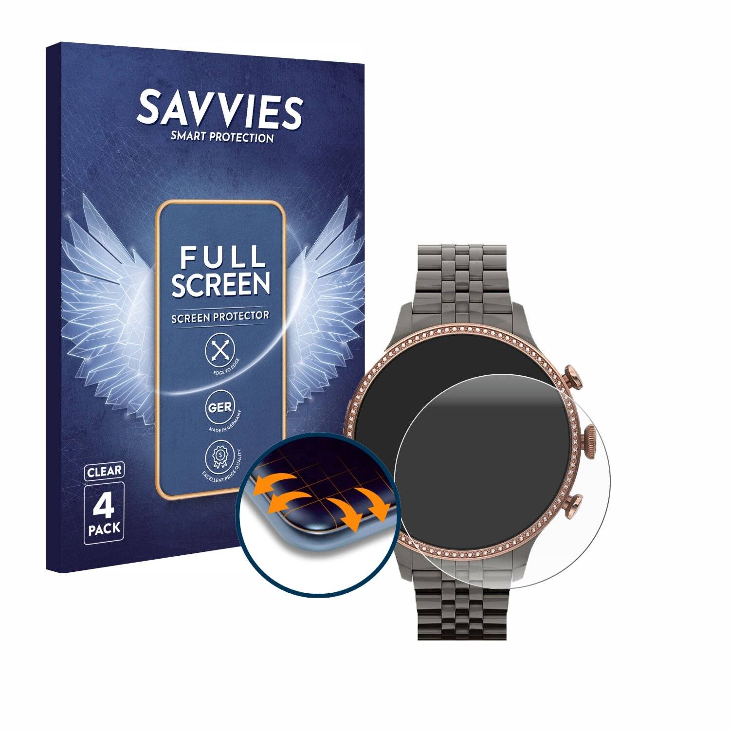 4x Savvies Full-Screen Folie für Fossil Gen 6