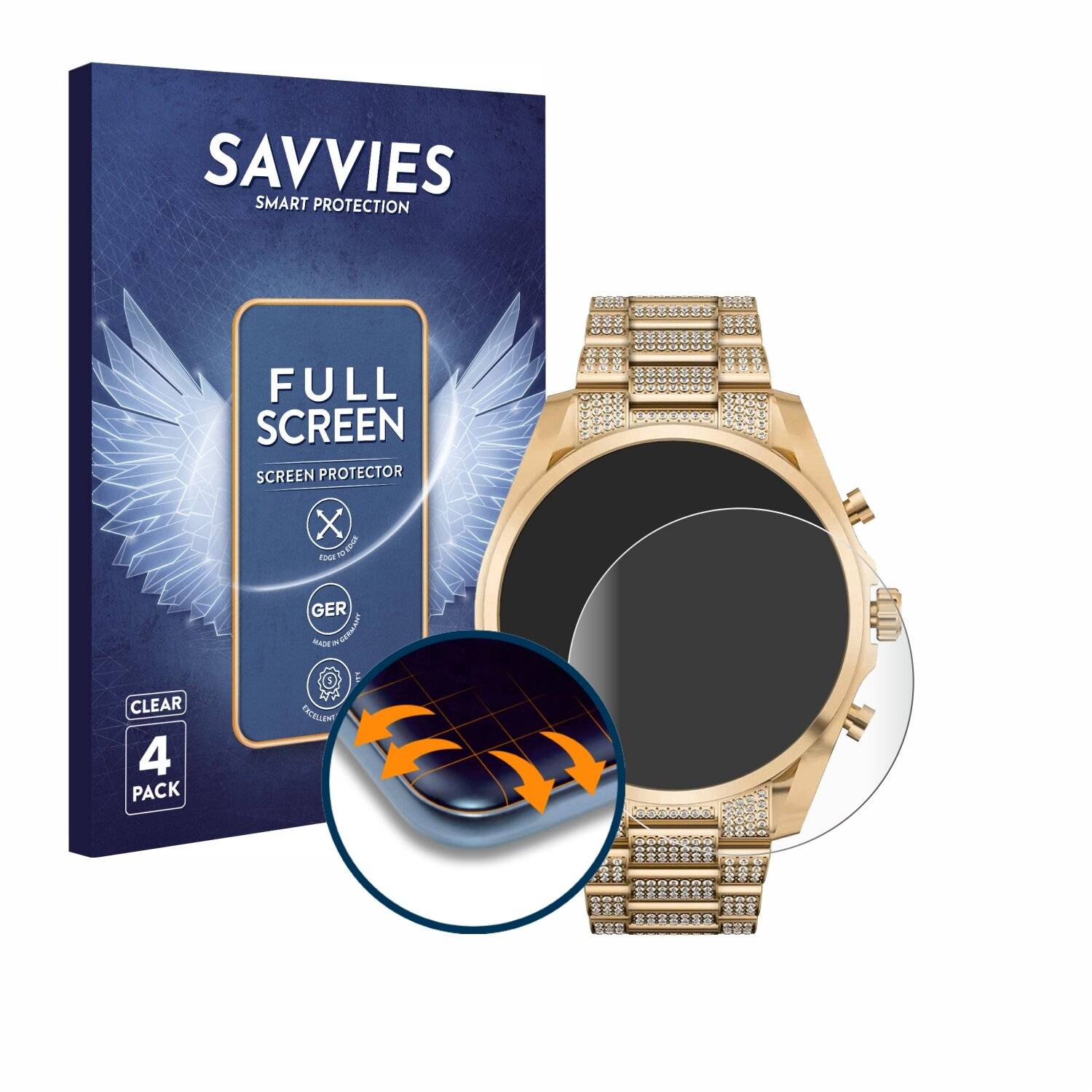 4x Savvies Full-Screen Folie für Michael Kors Access Gen 6