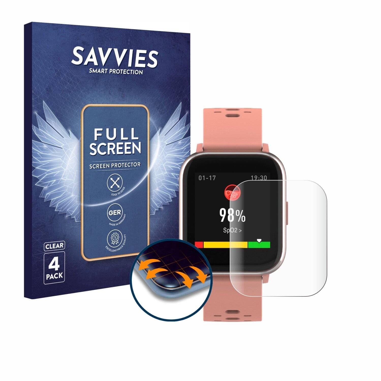 4x Savvies Full-Screen Folie für Denver SW-164