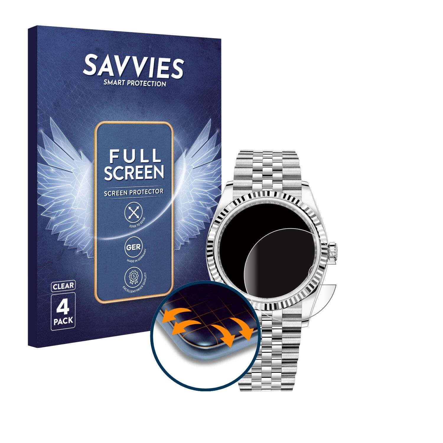 4x Savvies Full-Screen Folie für Rolex Datejust