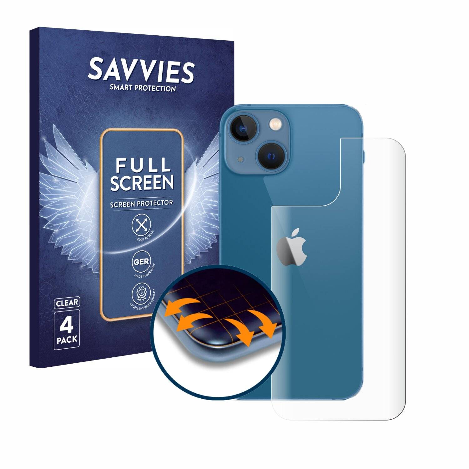 4x Savvies Full-Screen Folie für Apple iPhone 13 mini