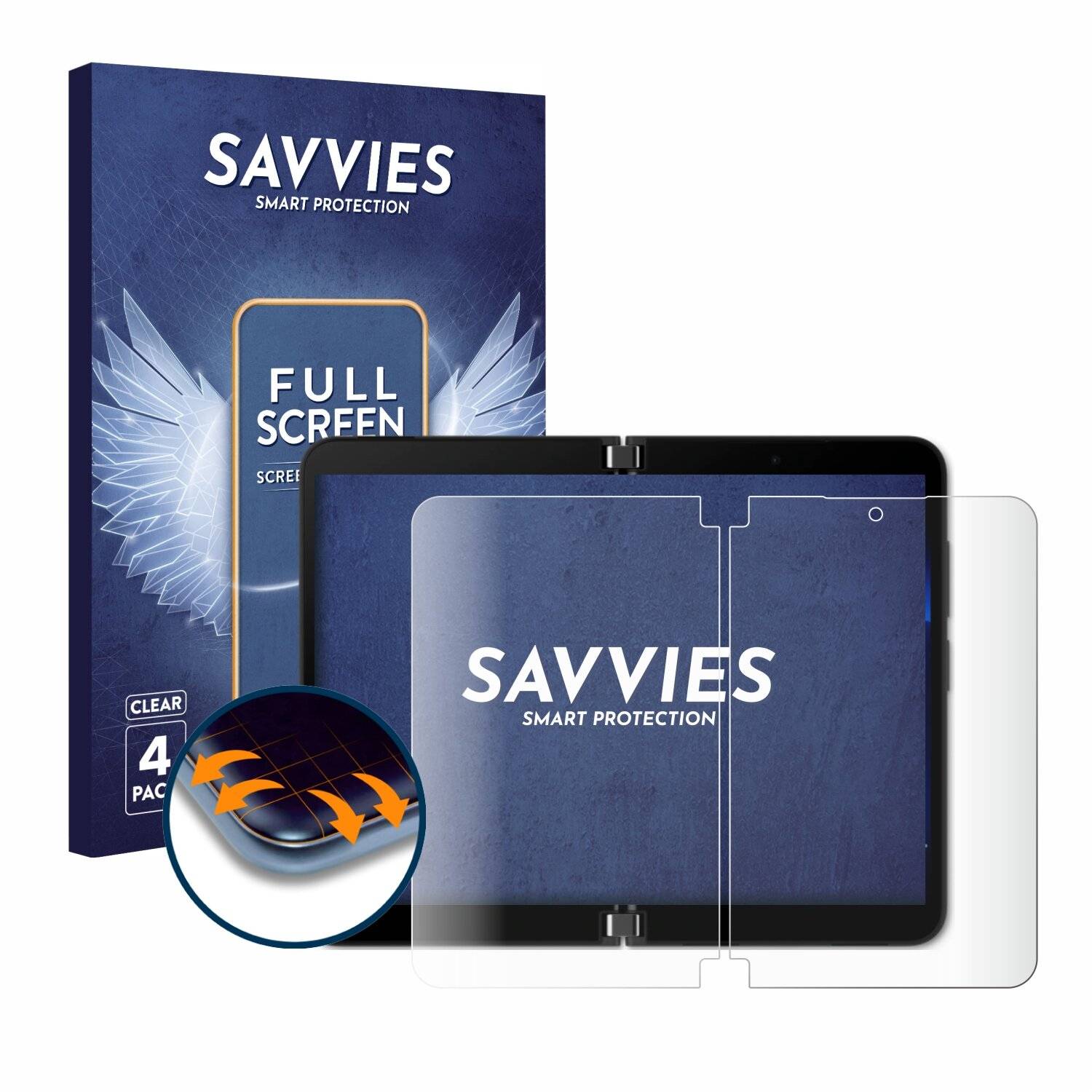 4x Savvies Full-Screen Folie für Microsoft Surface Duo 2 (Inneres