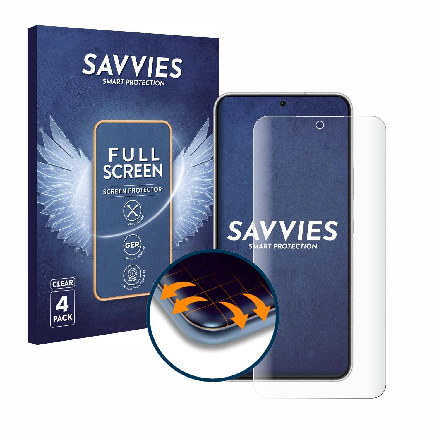 4x Savvies Full-Screen Folie für Samsung Galaxy S22