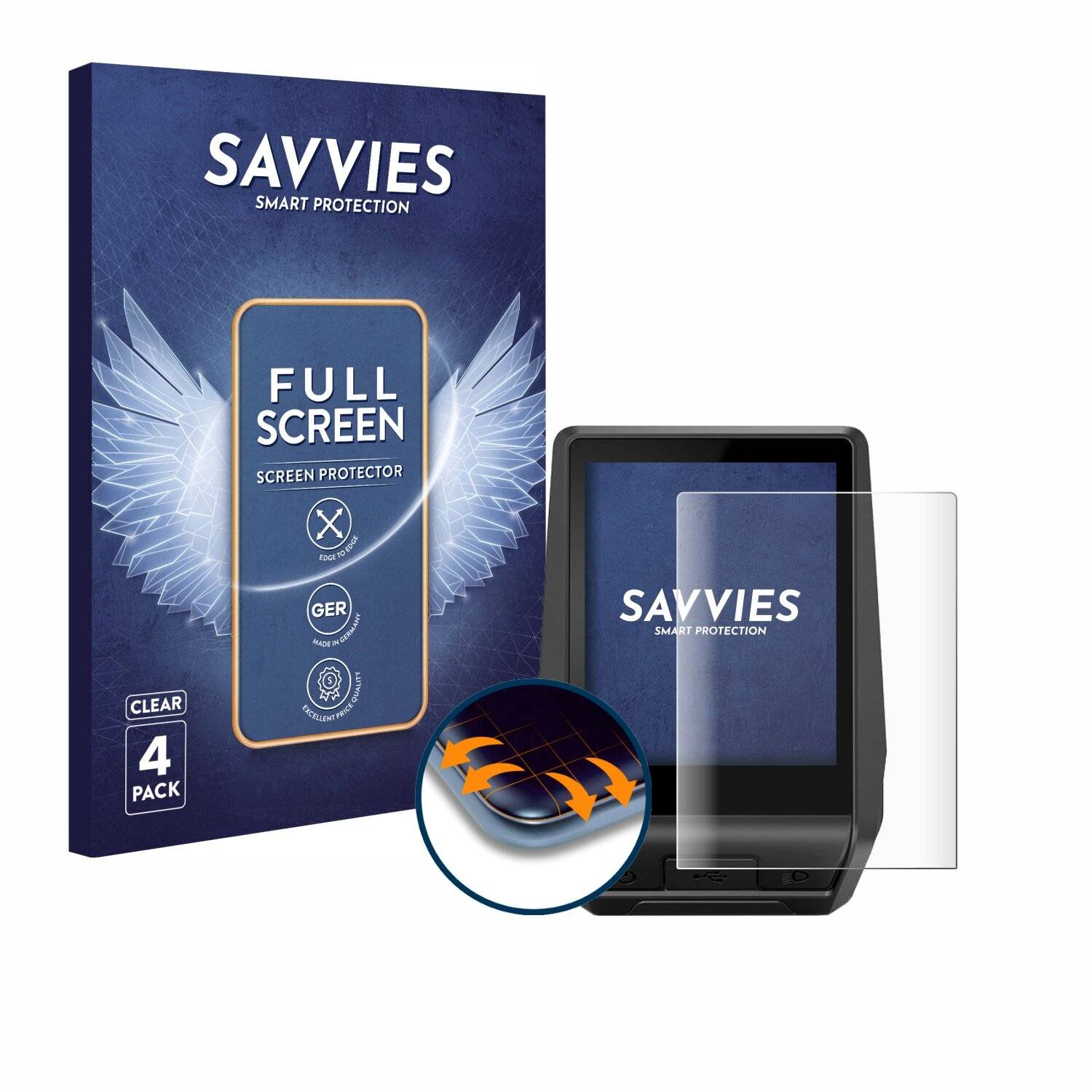 4x Savvies Full-Screen Folie für Bosch Nyon 2