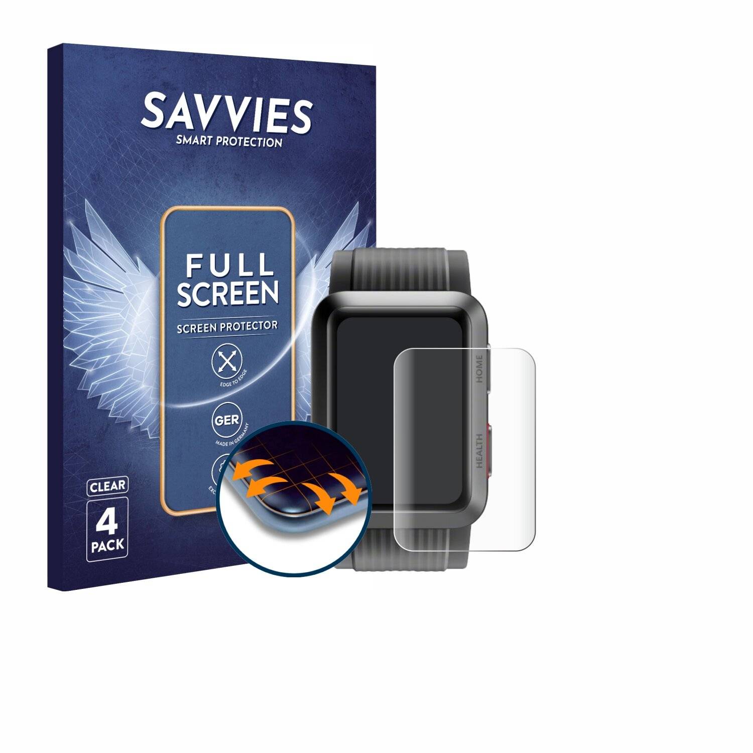 4x Savvies Full-Screen Folie für Huawei Watch